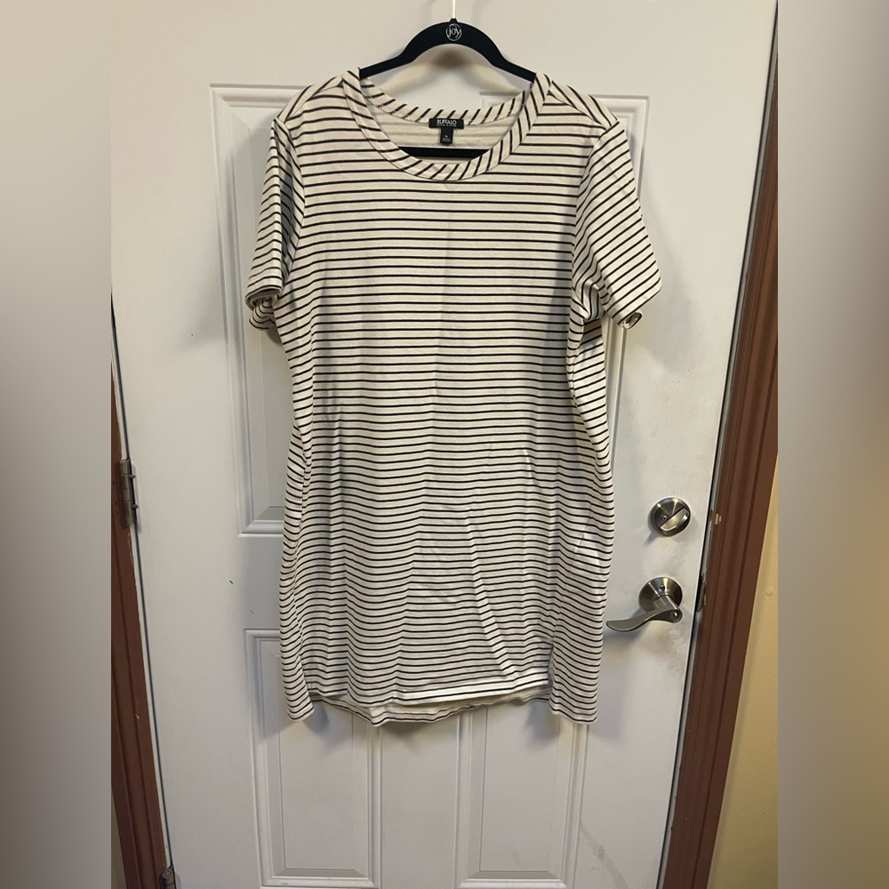 Cotton Buffalo Black and White Striped Dress - Thick Cotton Dress - Winter Dress